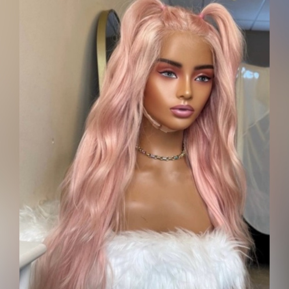 Light pink human hair wig